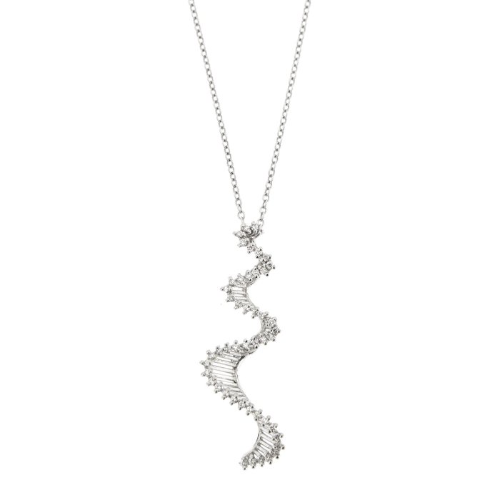 Preview of the first image of 18 kt. White gold - Necklace with pendant - 0.47 ct Diamonds.