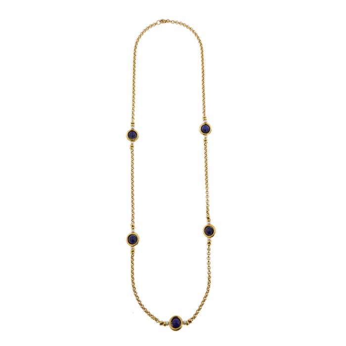 Image 3 of 18 kt. Yellow gold - Necklace Lapis lazuli - Freshwater pearls