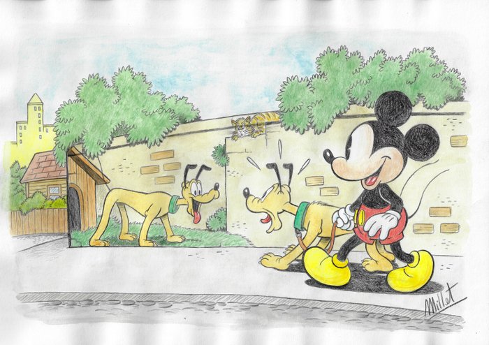 Millet - Original drawing - DIN A3 - Mickey Mouse & Pluto