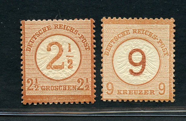 Duitsland Reich 1872 - Overprinted 2 1/2 Gr and 9 Kr - Michel NN. 29/30
