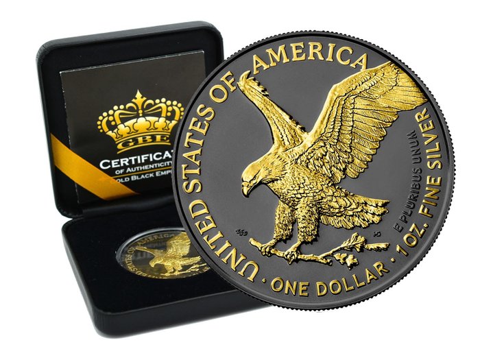 United States. 1 Dollar 2021 American Eagle TYP 2  -  Gold Black Empire Edition - 1 Oz