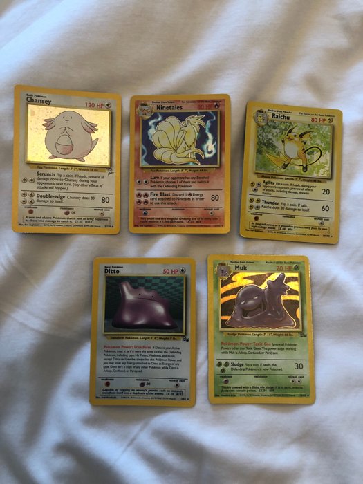 Wizards of The Coast - Pokémon - Trading card (Near Mint) Pokemon Base Set Year 1999 English Holo Lot Of 5 Cards - 1999