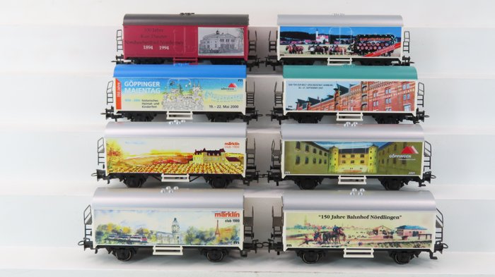 Märklin H0 - 4415/94208 - Freight carriage - 8 boxcars with different advertising - DB