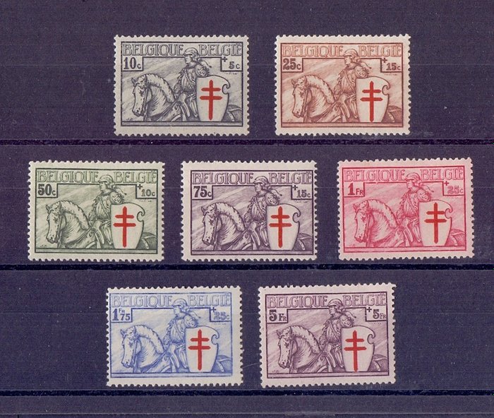 Belgien 1934 - Complete Knight series - Highest denomination with great centring - OBP/COB 394/00