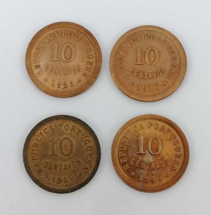Portugal. República. 4 Moedas - 10 Centavos 1925/1926/1938 & 1940