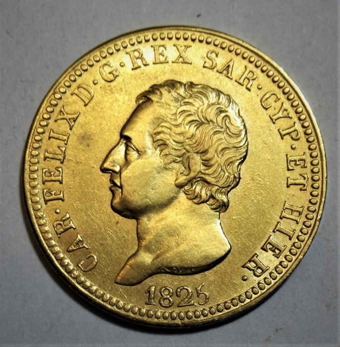 Italy, Kingdom of Sardinia. Carlo Felice di Savoia (1821-1831). 40 Lire 1825 - Torino