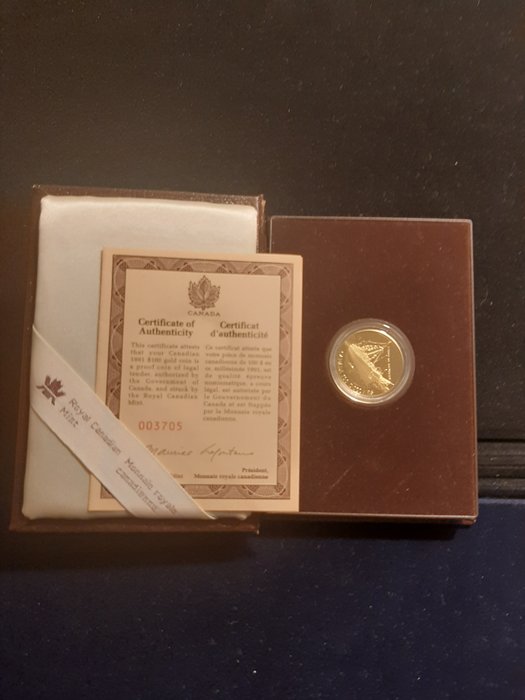 Kanada. 100 Dollars 1991 Proof ''S.S. Empress of India' 583/1000 13,3375 gram gold
