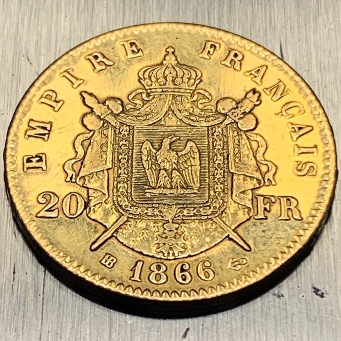 France. Napoléon III (1852-1870). 20 Francs 1866-BB, Strasbourg