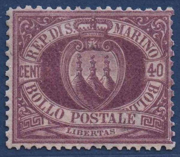 San Marino 1877 - Stemma 40c. lilla