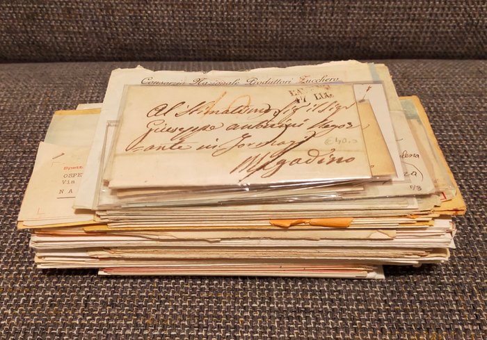 Royaume d’Italie 1849/1991 - Lot of pre-philatelic letters, stamped letters, military mail and fronts, and postal stationery.