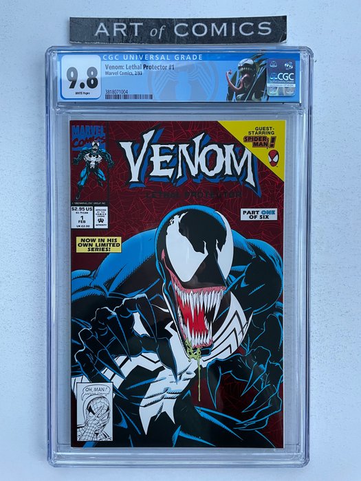 Venom: Lethal Protector #1 - 1st Venom In His Own Title - Spider-Man Appearance - Red Holo-grafx Foil Cover - Special Venom CGC Label - CGC Graded 9.8 - Extremely High Grade - White Pages - Softcover - Eerste druk - (1993)