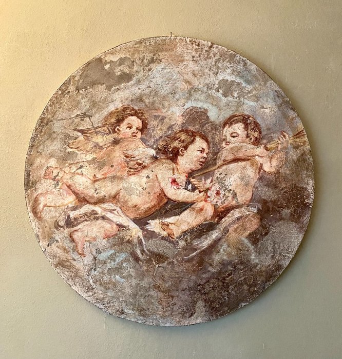 Belangrijk detachement van het originele fresco / '800 - Eiertempera, konijnenlijm, muurresten - Eerste helft 19e eeuw