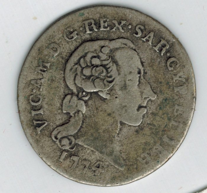 Italië, Koninkrijk Sardinië. Vittorio Amedeo III di Savoia (1773-1796). 1 Reale 1774 - monetazione per la Sardegna