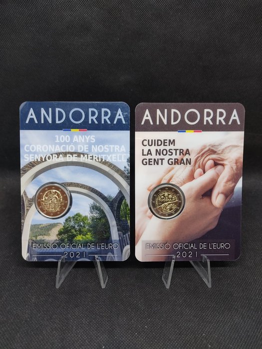 Andorra. 2 Euro 2021 BU, 2 coincard ufficiali version