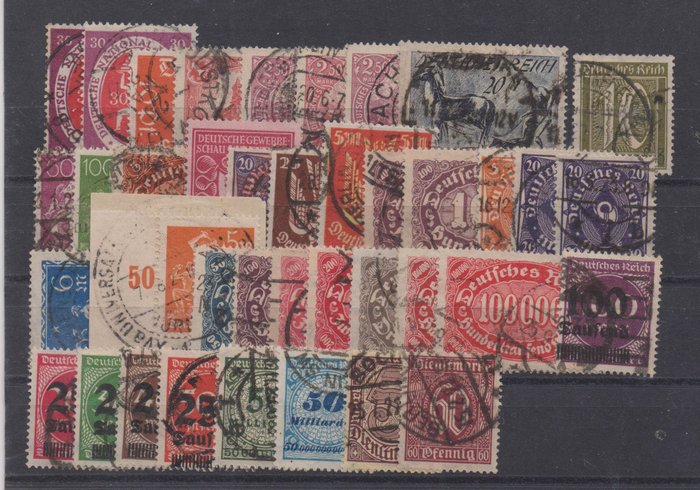 Duitse Rijk 1919/1923 - Lot with expertised, usually better inflation stamps