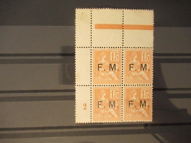 Frankrijk 1901/1904 - military postage, block of 4 with date stamp, valued at €600. - Yvert n°1