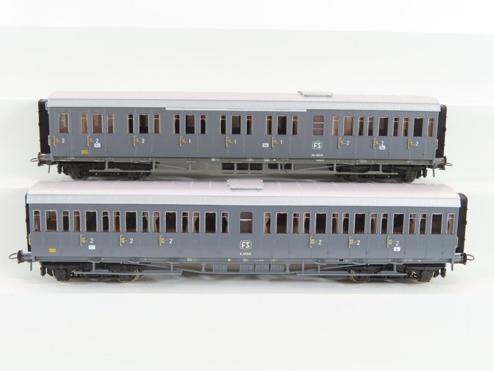 Roco H0 - 44775/44691 - Passenger carriage - 2 Express train carriages "Centoporte" 1st/2nd and 2nd class - FS