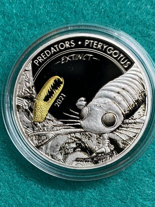 Kongo - 20 Francs 2021 - Extinct Predators, Pterygotus - 1 oz. Silber - mit COA.