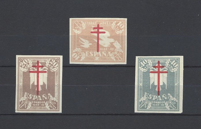 Spanje 1942 - Pro-tuberculosis patients imperforated complete set - Edifil nº 958s/60s