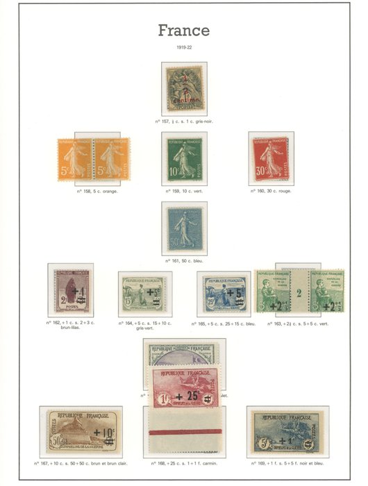 France 1919/1927 - Belle collection NSC et suivie  de Semi modernes sur pages YT, Orphelins, bloc de Paris - COTE +7500 - Entre les n°157 et 245