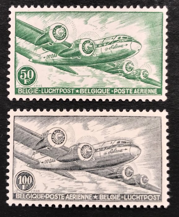 België 1954 - Luchtpostzegels PA10A-PA11A "Gewijzigd Type" postfris - PA 10A + 11A