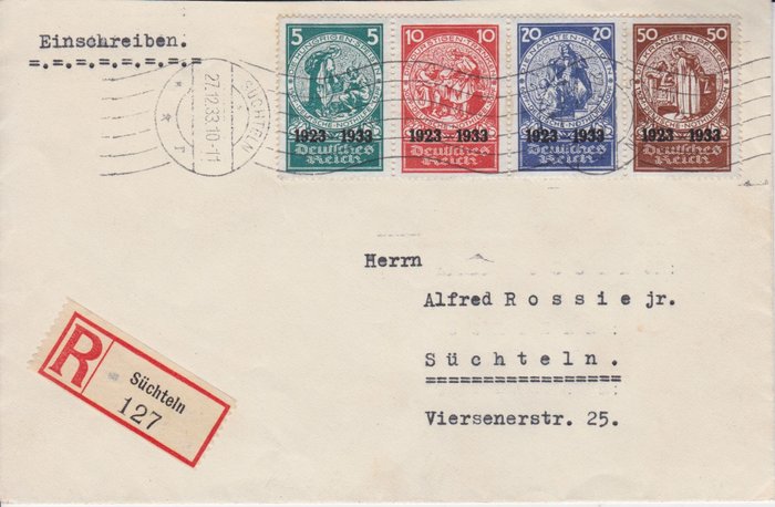 Deutsches Reich 1933 - Nothilfe auf Brief mit Befund