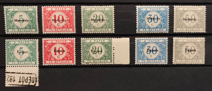 België 1920 - Bezettingszegels "Belgische Bezetting in Duitsland" - Strafportzegels Opdruk "EUPEN" & "MALMEDY" - POSTFRIS OC79/83+101/105