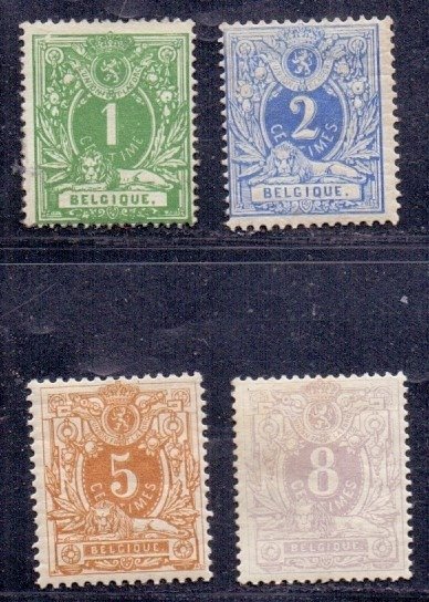 Belgium 1869/1870 - Lying lion with numeral denomination - OBP/COB 26/29