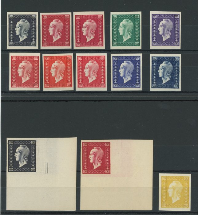Frankreich 1948 - Rare set of Marianne by Dulac, imperforate/Paris test prints - Valued at over 1000 euros - Entre les n°701g et 701w