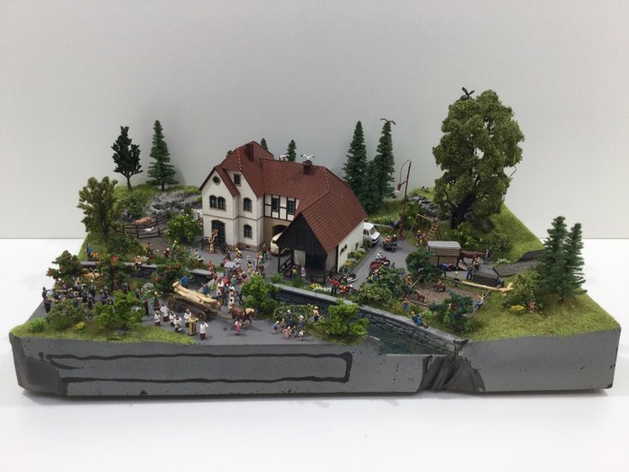 Noch, Preiser, Vollmer H0 - Landschap - Mooi Diorama met diverse activiteiten