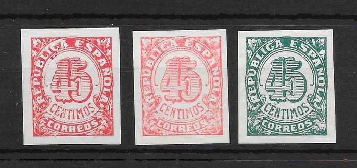 Spain 1938 - unissued, imperforated, deluxe - edifil NE 29s/31s
