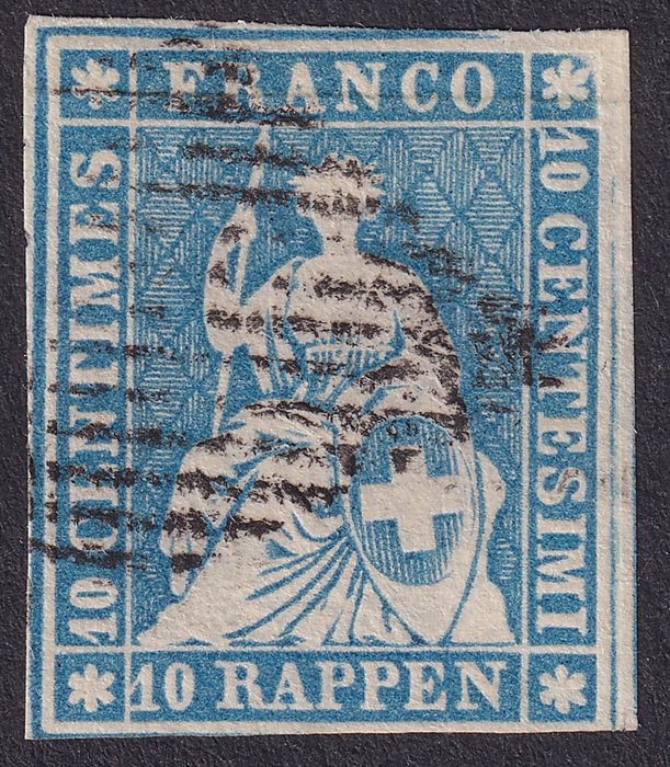 Zwitserland 1856 - “Strubel” with certificate - 23F,23B1m / 14IIAzm