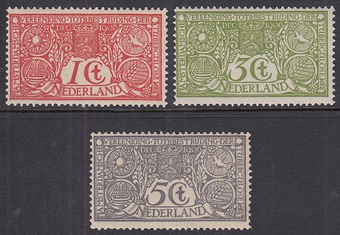 Nederland 1906 - Tuberculosebestrijding - NVPH 84/86