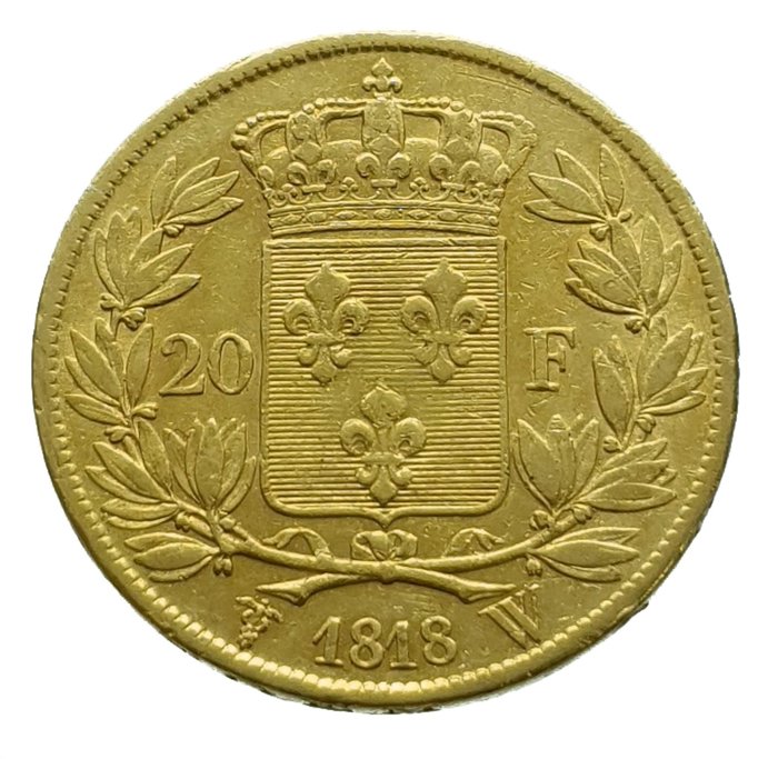 France. Louis XVIII (1814-1824). 20 Francs 1818-W, Lille
