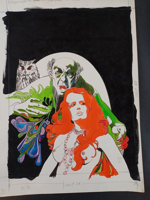 Horror n. 12 - Mauro Rostagno - Originale di Copertina - Page volante - Exemplaire unique - (1970)