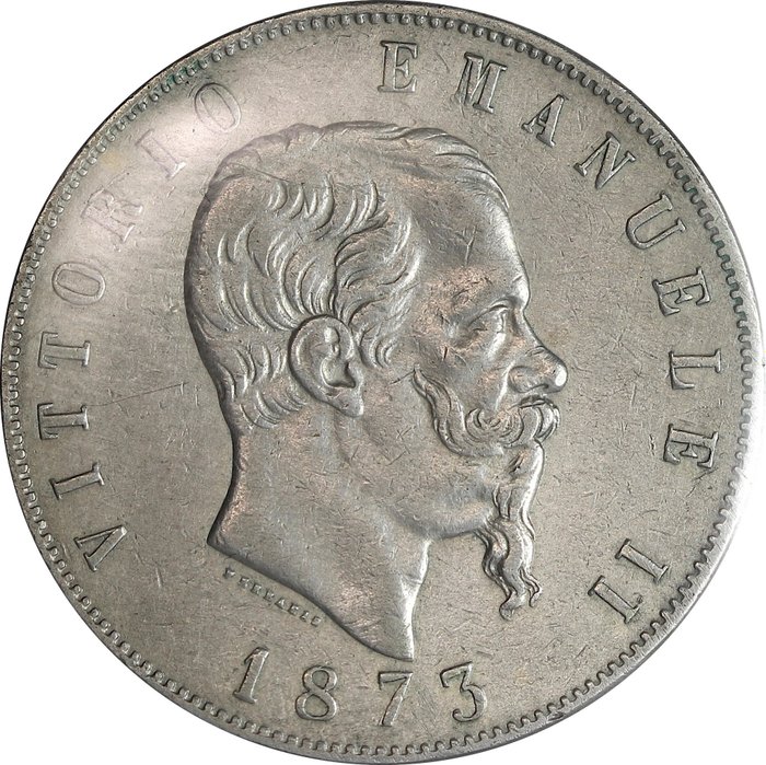 Italien, Königreich Italien. Vittorio Emanuele II. di Savoia (1861-1878). 5 Lire 1873 Roma - A109