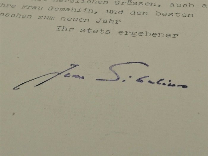 Jean Sibelius - Lettre dactylographiée signée [adressée à Hellmuth Thierfelder, Finlande] - 1955