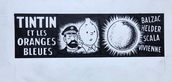 Studios Hergé - Dessin original - Projet publicitaire Tintin - Tintin et les oranges bleues - (1964)