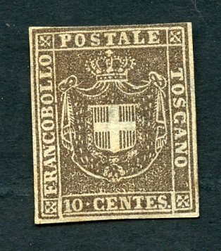 Italienische antike Staaten - Toskana 1860 - Savoy coat of arms - 10 c. - Cat. Sassone  N. 19