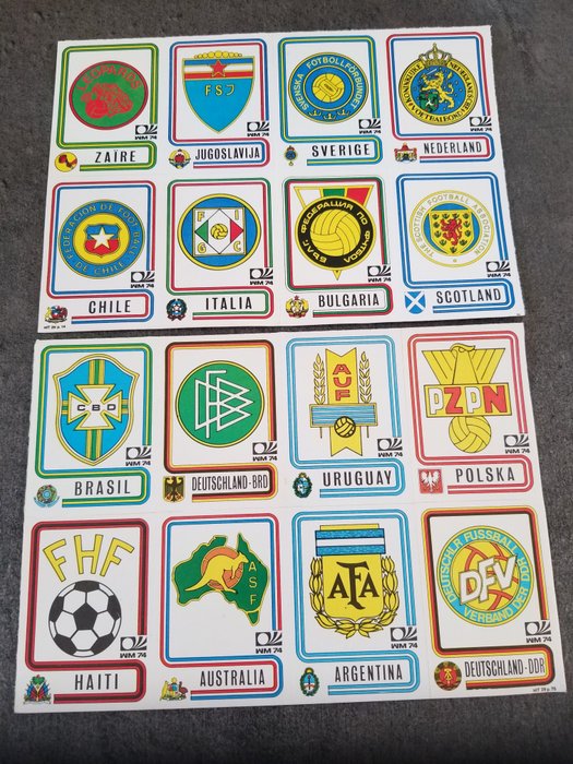 Panini - WC München 74 - 16 adesivi sciolti originali (badge)