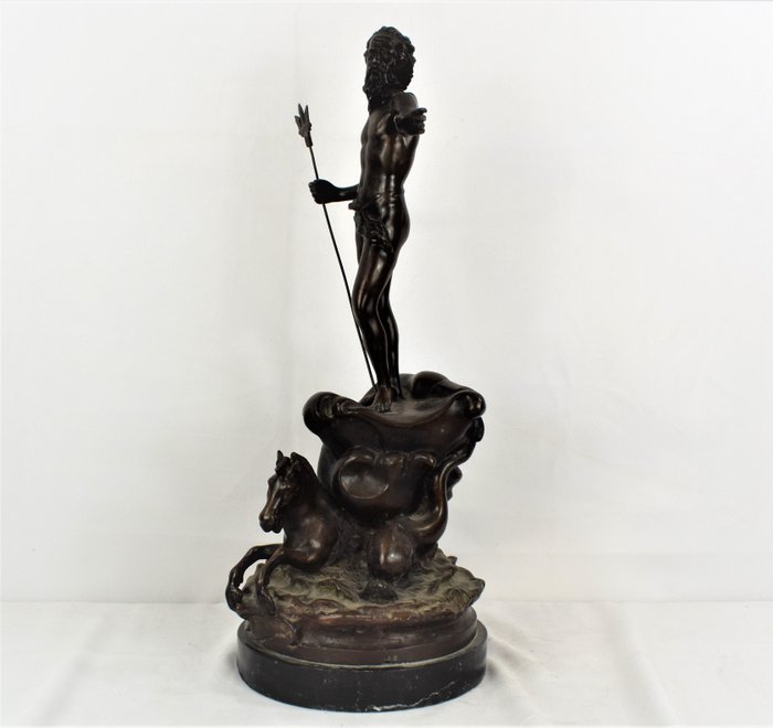 Image 2 of Fonderia Italia Meridionale - Sculpture depicting Neptune or Poseidon - 46 cm - Patinated bronze -