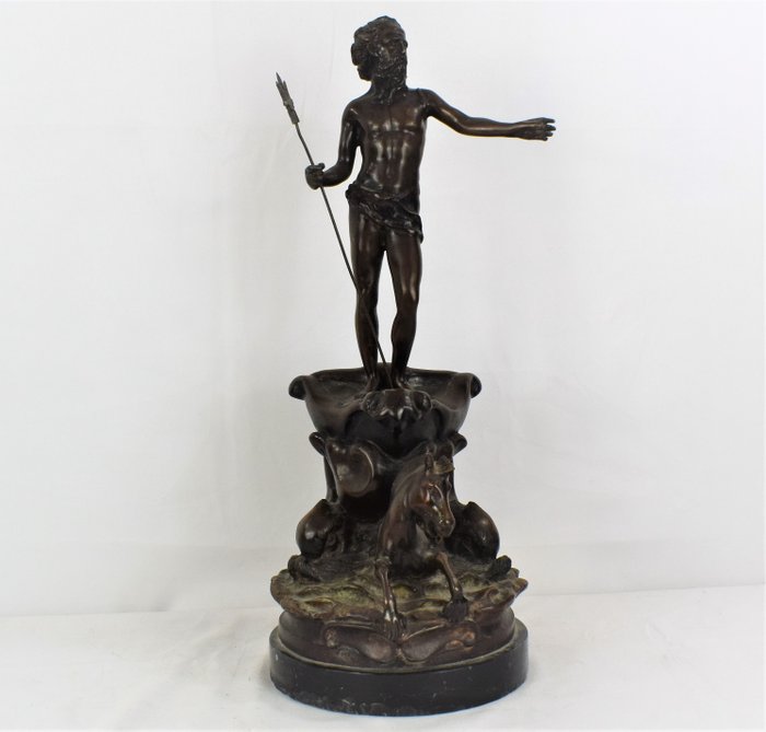 Image 3 of Fonderia Italia Meridionale - Sculpture depicting Neptune or Poseidon - 46 cm - Patinated bronze -