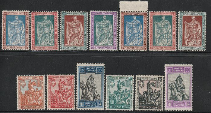 Royaume d’Italie 1928 - 4th centenary of the death of Emanuele Filiberto complete set, centred and intact, rare, luxury and - Sassone S.46