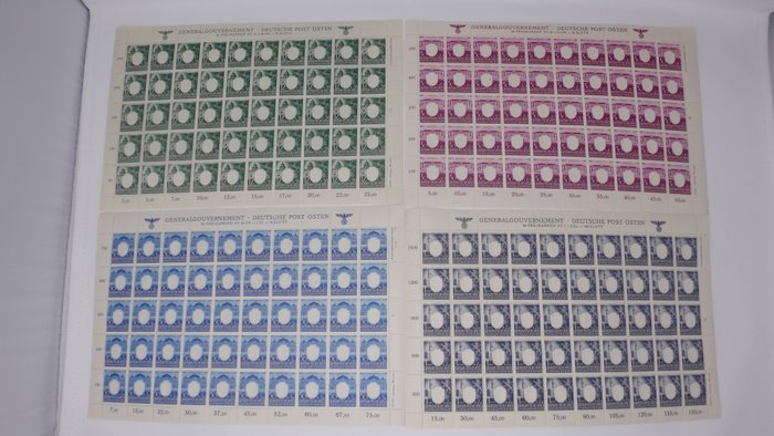 Empire allemand 1943 - “Generalgouvernement” (German-administered part of Poland during WW II) sheets “3 Jahre NSDAP” (3 - 105/107-109**MNH