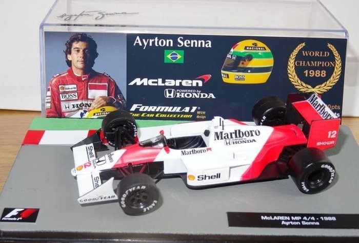 Ayrton Senna Collection 1:43 - Miniatura de carro  (2) -Coche Firmado Ayrton Senna 1988 McLaren World Champion + Driver Inlay Fórmula 1