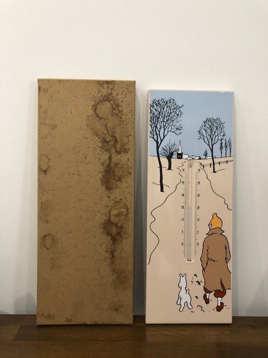 Tintin - Plaque émaillée - Thermomètre (17x45 cm) - (1996)