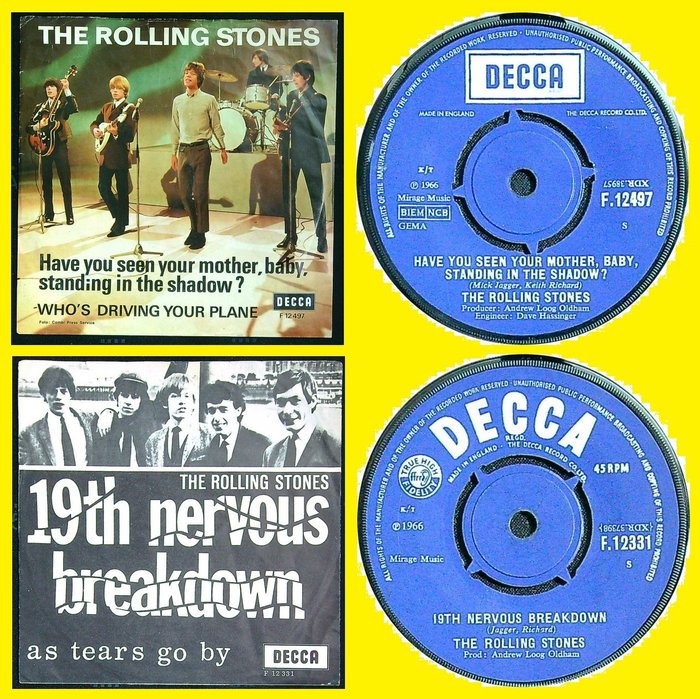 Rolling Stones - 1. 19th Nervous Breakdown 2. Have You Seen Your Mother, Baby, Standing In The Shadow? - Multiple titles - 45 rpm Single - 1st Pressing - 1966/1966