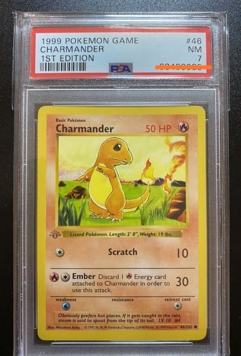 The Pokémon Company - Graded Card GREY STAMP Charmander 1st Edition shadowless 46/102  PSA 7