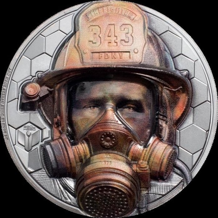 Cookeilanden. 20 Dollars 2021 -  Firefighter -  Real Heroes Black Proof - 3 Oz