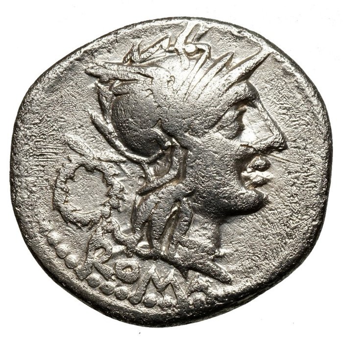 Roman Republic. T. Cloelius (128 BCE). AR Denarius,  VICTORIA in Biga